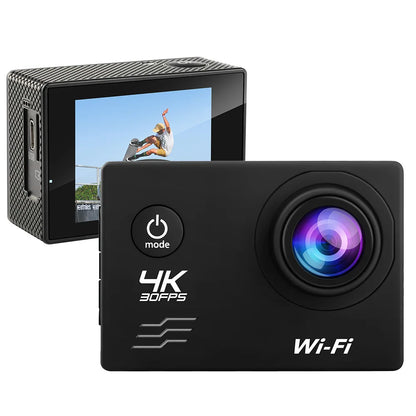 Cámara de acción M40TR 5K con pantalla táctil IPS de 2", zoom 5X, 170°, alcance de 30 m, antivibración, impermeable, control remoto WiFi, deportiva