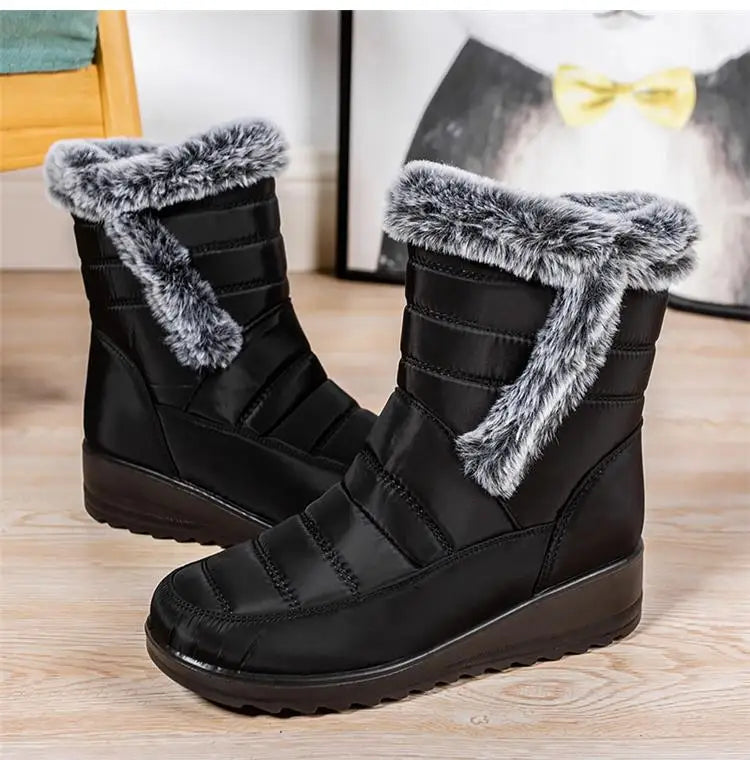 Botas de nieve para mujer, zapatos sólidos para mujer, zapatos impermeables para mujer, botines nuevos, botas planas para mujer, zapatos de invierno para mujer, botas
