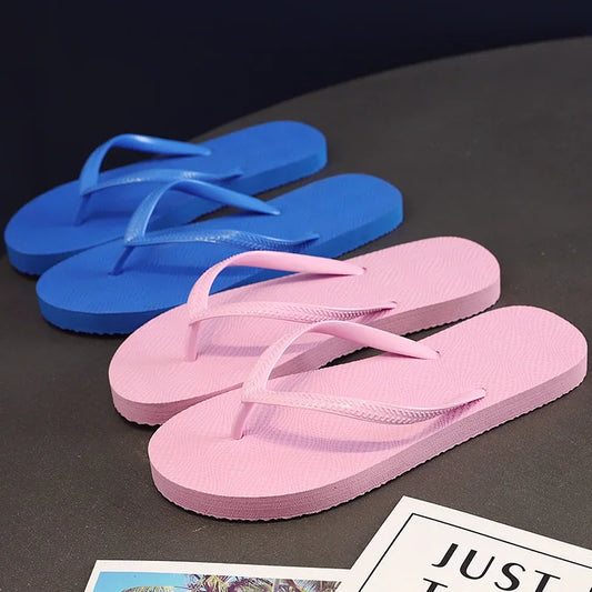 Sandalias de playa de verano para mujer, de moda, antideslizantes, con tiras, de PVC, de color puro, para uso en exteriores, estilo sencillo.
