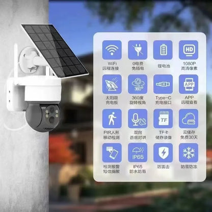 Cámara de vigilancia solar para exteriores con detección humana, visión nocturna, webcam inteligente, resistente al agua, inalámbrica, wifi, seguridad, cámara PTZ ICSEE
