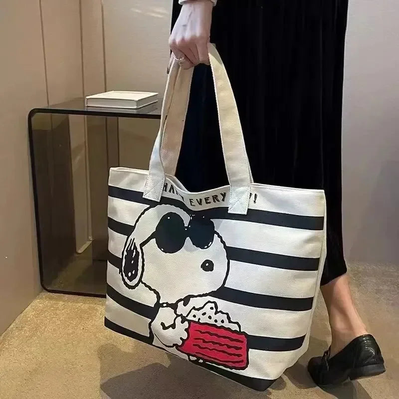 Bolso de lona de gran capacidad con diseño de Snoopy de Disney para estudiantes, ideal para guardar libros, ideal para mamás.