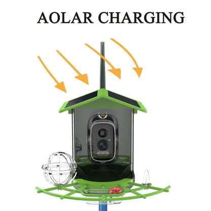 Cámara para comedero de pájaros 4MP 2K HD, captura de vídeo de aves, WiFi, alimentación solar, batería con panel solar, alertas instantáneas, observación de aves