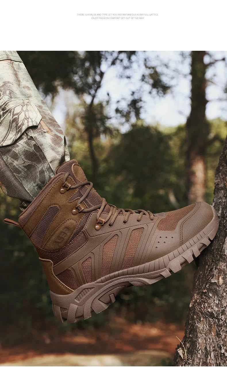 Botas tácticas para hombre con cordones, estilo militar, para trabajo en el desierto, botas de senderismo, botas de escalada, botas del ejército, unisex, tallas grandes, marca para hombre, impermeables