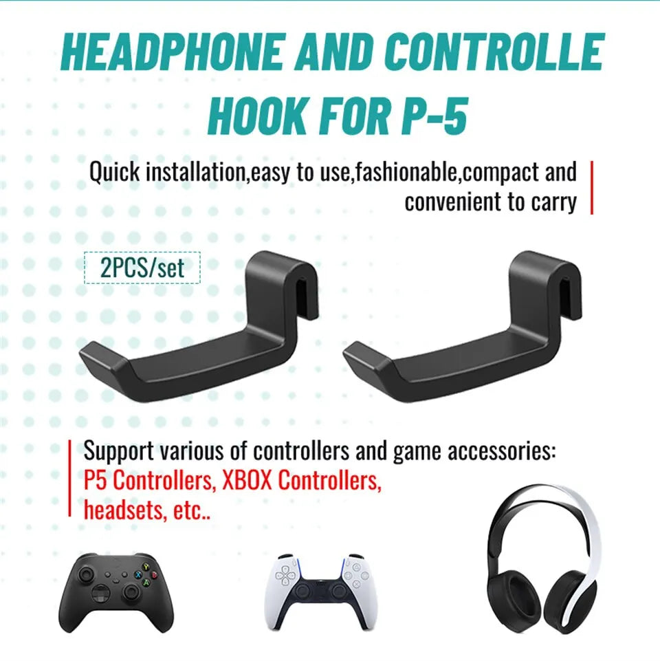 GAMINJA P512 - Soporte de pared para auriculares y juegos, compatible con consola PS5 y otros accesorios
