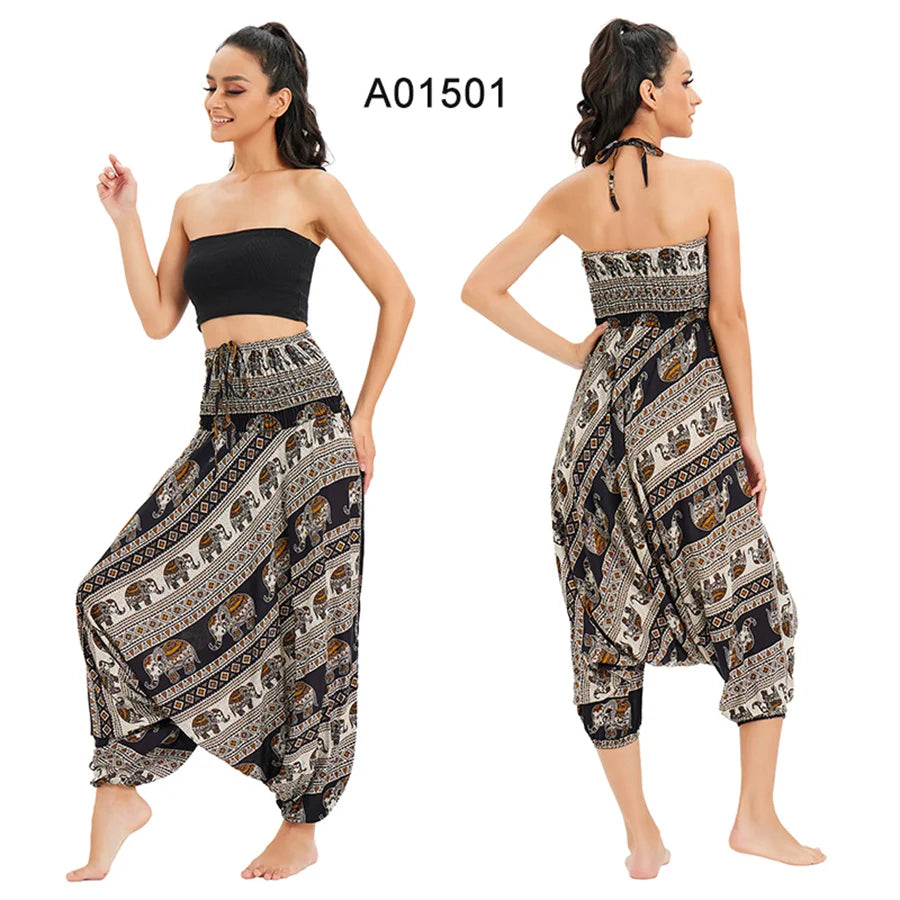 Bohemian Pants Women Pantalones Mujer Hippie High Waist Rayon Harem Baggy Boho Yoga Beach Wear Pour Femme Calca Feminina Printed