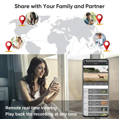 1/2 cámara de rastreo celular UCon 4G 2K con energía solar, activación por movimiento (0,2 s), visión nocturna.