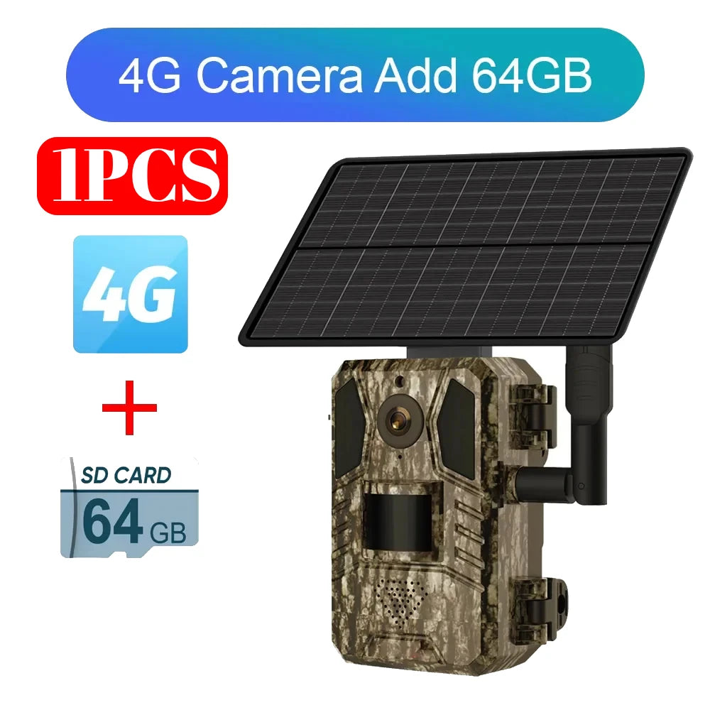 1/2 cámara de rastreo celular UCon 4G 2K con energía solar, activación por movimiento (0,2 s), visión nocturna.