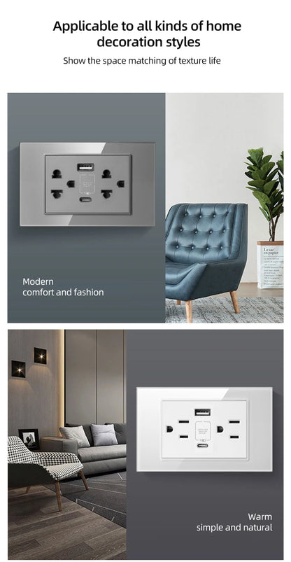 Adaptador de enchufe de pared USB Herepow serie 118 estándar estadounidense de Tailandia, tipo C, carga rápida de 3.1 A para electrodomésticos inteligentes Google Home