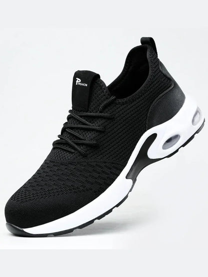 Black and White Color Men's Safety Shoes Protective Shoes with Scheme Simple Anti Puncture Protection Lightweight Anctible Shoes