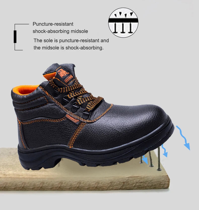 Calzado de trabajo, zapatos de protección, botas de seguridad impermeables para hombre, para construcción, antiperforación y antigolpes.