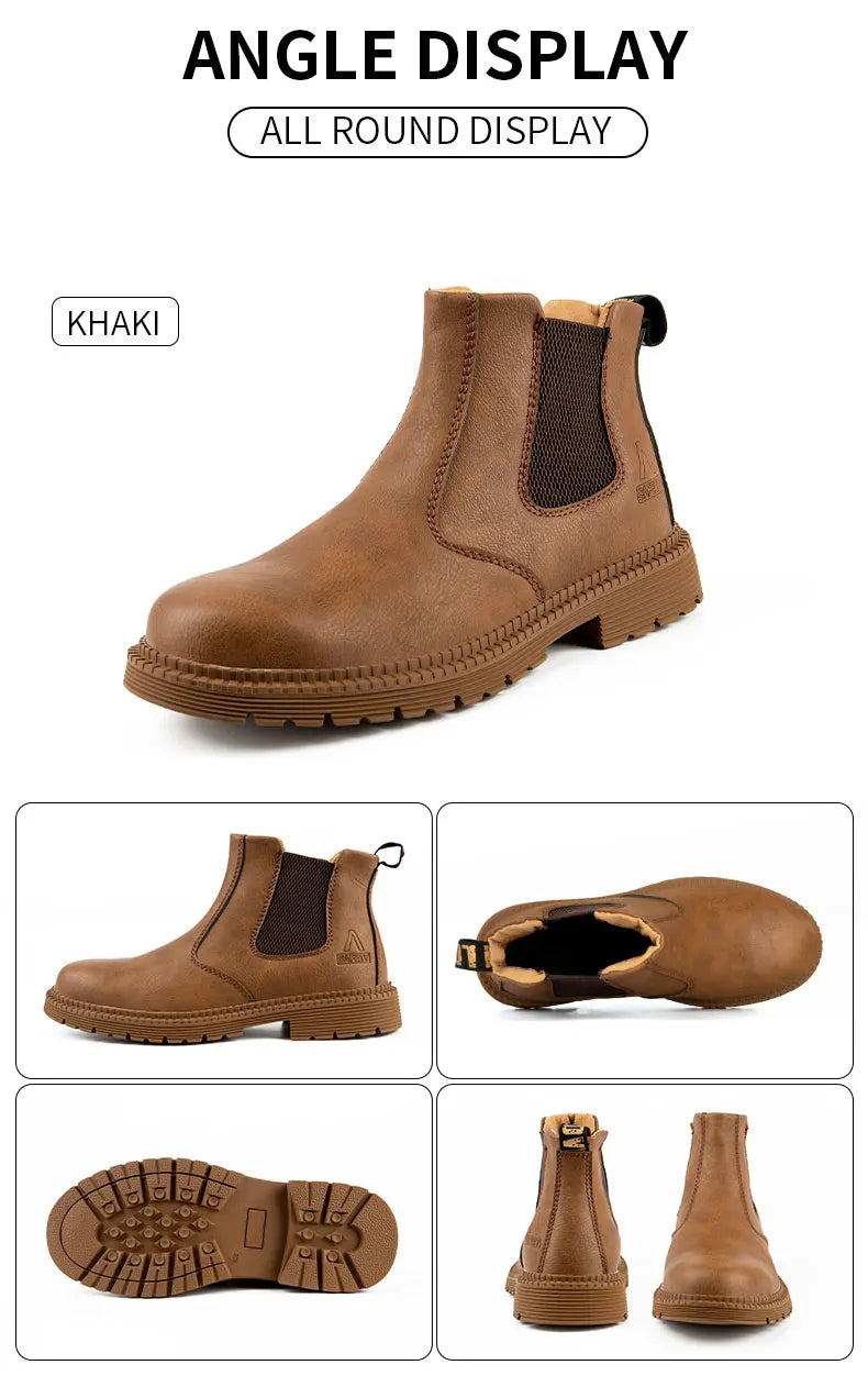 Zapatos de seguridad antideslizantes para hombre, botas de trabajo con puntera de acero, calzado de protección indestructible, botas de construcción antiaplastamiento, impermeables.
