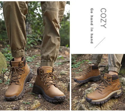 Botas altas de cuero para hombre, transpirables, para combate en el desierto, para exteriores, antideslizantes, para senderismo, motociclistas, botines de trabajo