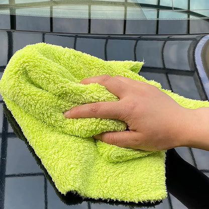 5 toallas de microfibra sin bordes para limpieza en seco y pulido de automóviles, paño de microfibra absorbente de felpa de 500 g/m².