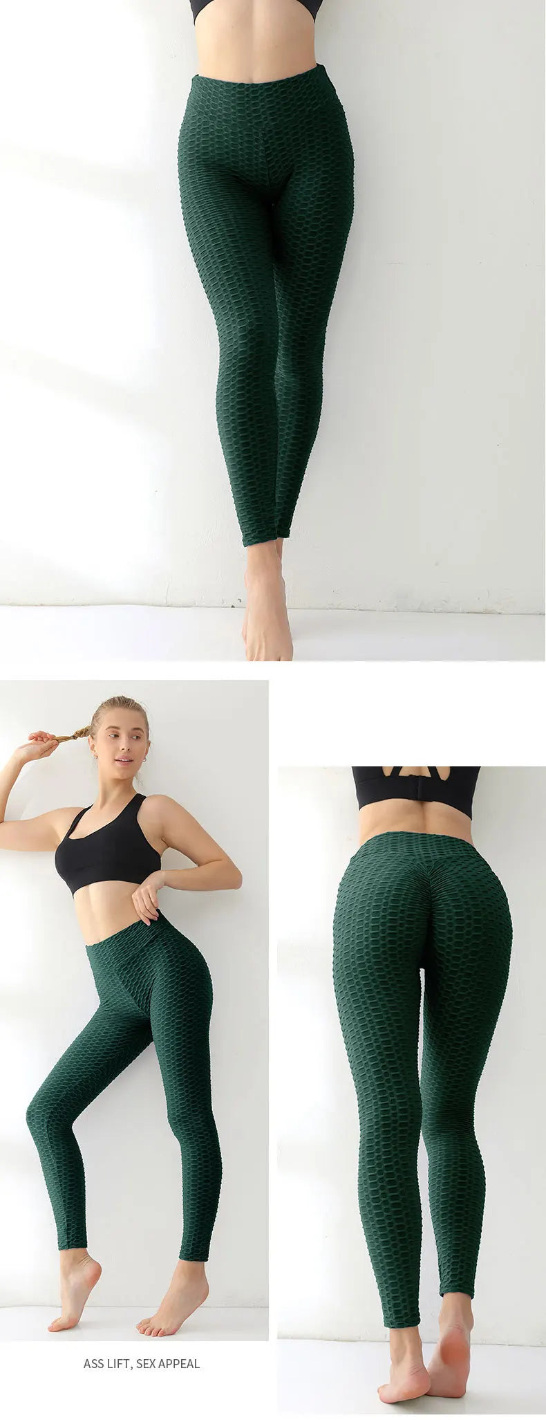 Pantalones de yoga HANRAN de cintura alta con estampado de burbujas 2025 - Leggings transpirables para entrenamiento con efecto push-up y realce de glúteos para mujer