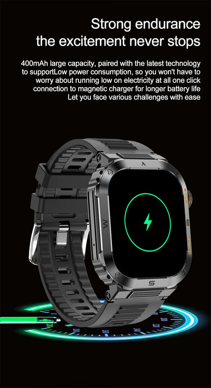 Reloj inteligente militar FOXBOX para hombre con GPS, resistente al agua, 2025, monitorización del sueño, deporte, fitness, IA, voz, llamadas Bluetooth.