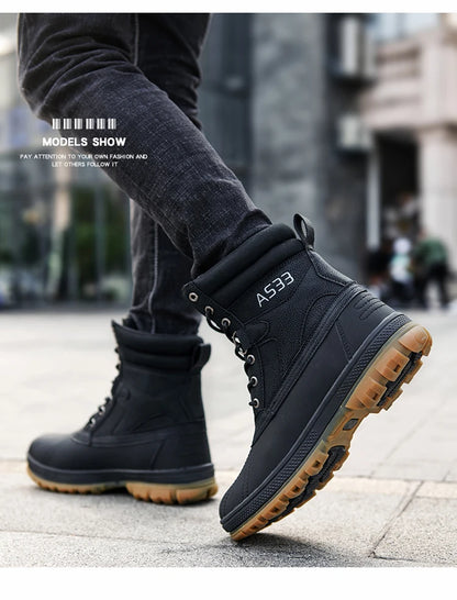 Botas de nieve de invierno para hombre, talla grande 47, para exteriores, para entrenamiento, trabajo, impermeables, antideslizantes, mantienen el calor en invierno.