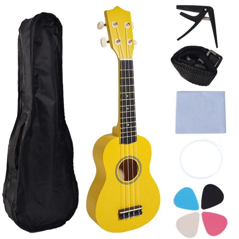 Ukelele de 21 pulgadas, instrumento musical educativo, juguete de guitarra acústica, textura para clases de música y práctica en casa.