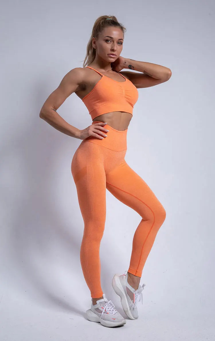 Conjunto deportivo para mujer, top deportivo, leggings de yoga, sujetador deportivo, leggings sin costuras para realce de glúteos.