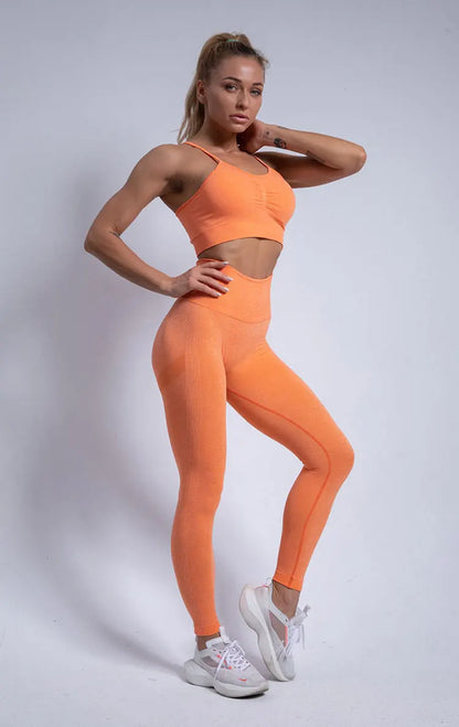 Conjunto deportivo para mujer, top deportivo, leggings de yoga, sujetador deportivo, leggings sin costuras para realce de glúteos.