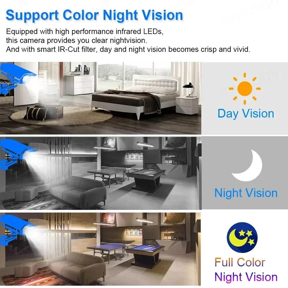 Cámara IP NINIVISION IPC-8MP HD Negra PoE Carcasa Metálica Micrófono Integrado Audio Visión Nocturna a Color Video de Vigilancia para NVR IP 4K de 10 canales