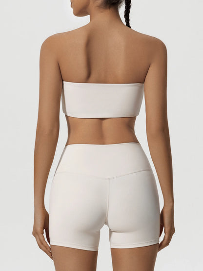 Conjunto deportivo de dos piezas Ctenkevet para mujer: incluye sujetador sin tirantes, top corto y ropa de gimnasio.