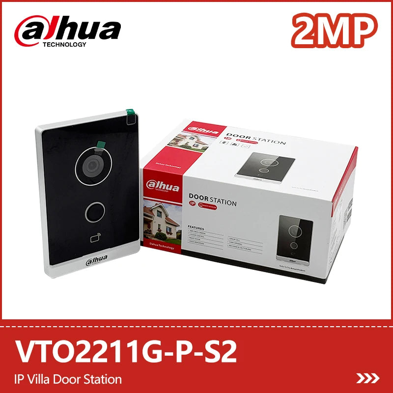 Videoportero Dahua VTO2211G-P-S2 de 2 MP con entrada IP, PoE, comunicación bidireccional, visión nocturna por infrarrojos y desbloqueo por tarjeta/aplicación.