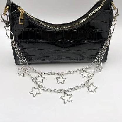 Cadena para bolso con diseño geométrico de media luna de metal punk, estilo hip hop, estilo hipster, ideal para pantalones de cien pares, para hombres y mujeres, accesorio de rock and roll.