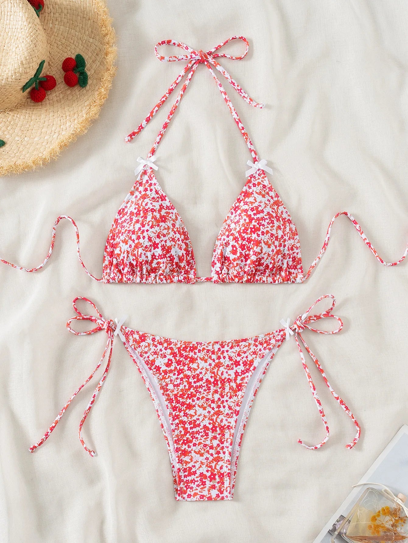 Conjunto de bikini para mujer, novedad de 2025, con tiras laterales ajustables, traje de baño de alta gama, sexy, de dos piezas, para playa, de verano, push up.