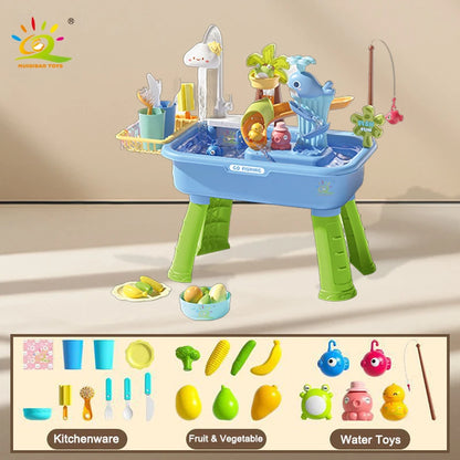 Juguetes de cocina para niños, eléctricos, divertidos, para jugar con agua, lavar platos, pescar, juegos de rol para el hogar, juguetes educativos para bebés.