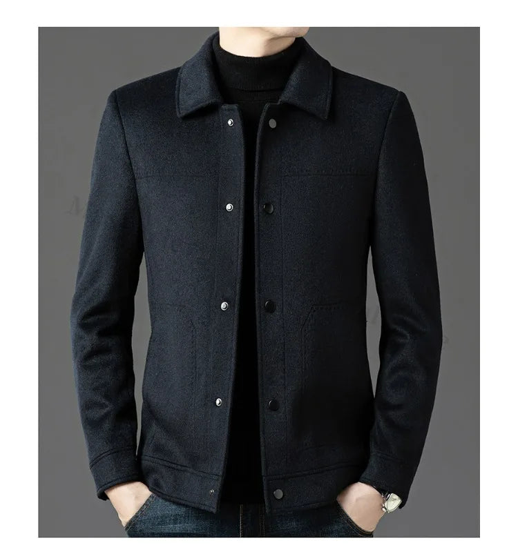 2025 Winter Wool Jacket Male New High Fashion Business Casual Thickening Coat Classic Business Style Windproof Warm TrenchCoat