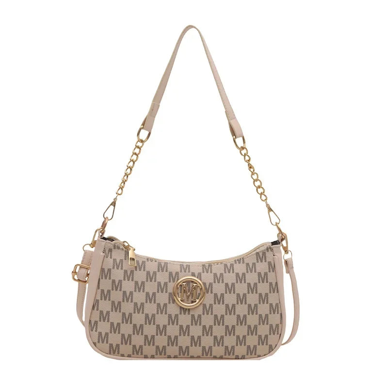 Bolso de mano con estampado retro moderno, moderno, para mujer, con un solo hombro, pequeño, cuadrado, versátil, de piel sintética y poliéster.