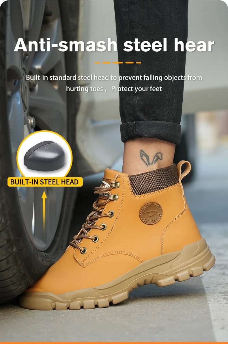 Botas de seguridad de caña alta para hombre, zapatos de seguridad impermeables con punta de acero, zapatos de soldador para construcción, zapatos de trabajo protectores, talla 47 48