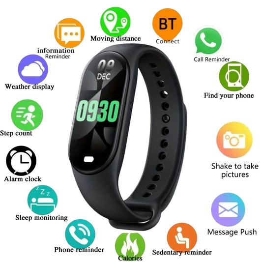 Reloj inteligente deportivo con control de música, seguimiento de calorías, recordatorio de pasos, Bluetooth, M8