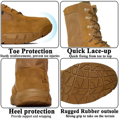 Botas tácticas ligeras originales LAHORS para hombre con cremallera, ideales para entrenamiento de combate, cordones, impermeables, transpirables y aptas para senderismo y actividades al aire libre.