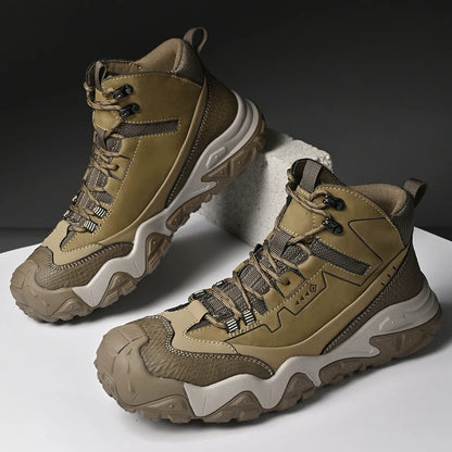 Retro Outdoor Motorcycle Boots Male Comfortable Leather Ankle Boots for Men New Trend Biker High Top Shoes Leisure Walk Botas