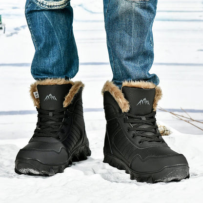 Botas de invierno para hombre, zapatillas cálidas, impermeables, antideslizantes, de felpa, de cuero, talla grande 48, novedad de 2024