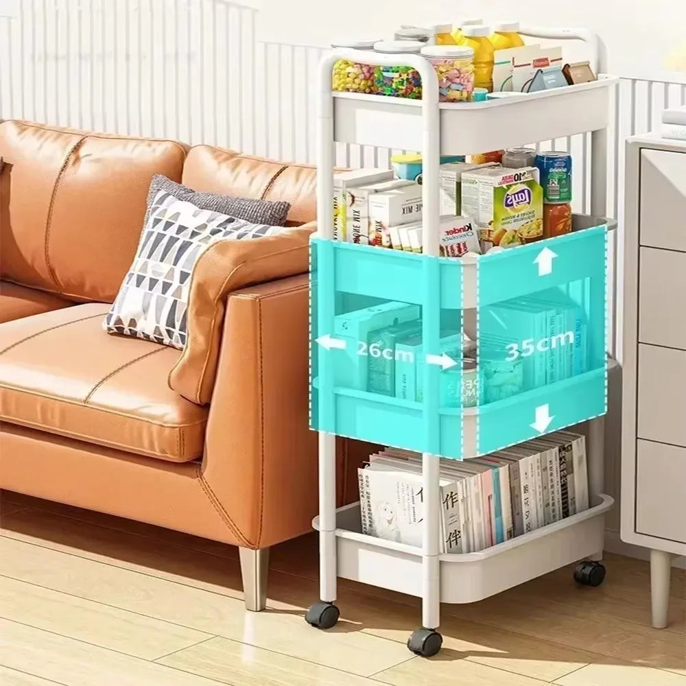 Estante de almacenamiento multicapa para el hogar, con ruedas, para cocina, dormitorio y baño.