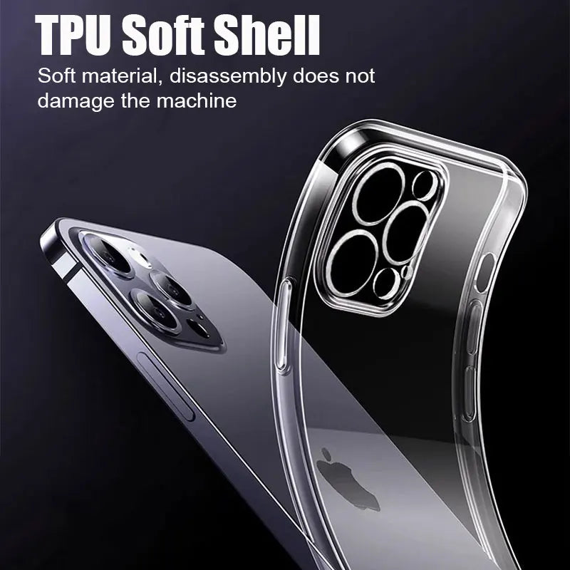 Funda de silicona transparente para iPhone 11, 12, 13, 14, 12 Mini, X, XS, XR, carcasa trasera suave de TPU transparente