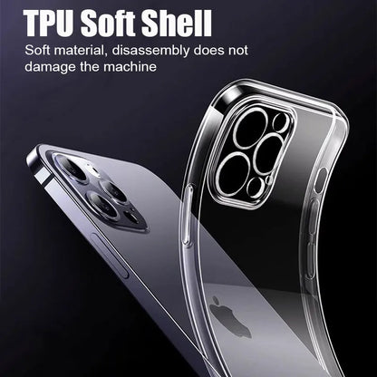 Funda de silicona transparente para iPhone 11, 12, 13, 14, 12 Mini, X, XS, XR, carcasa trasera suave de TPU transparente