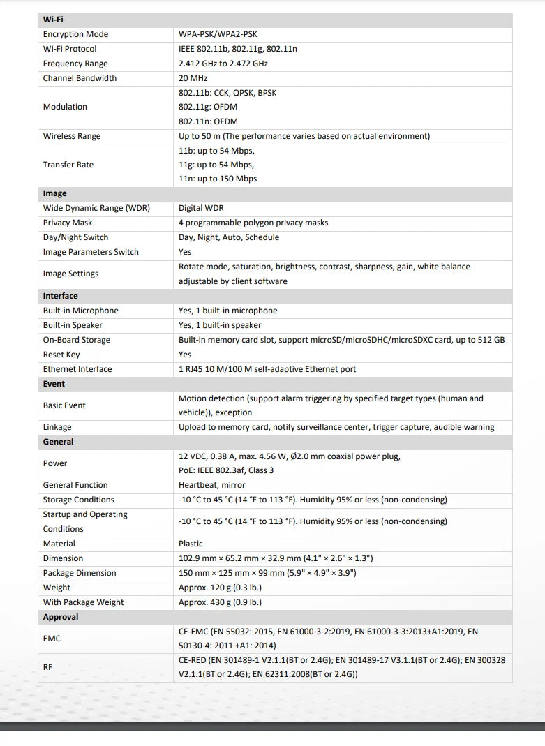 Cámara IP Hikvision DS-2CD2443G2-IW de 4 MP, inalámbrica para interiores, con detección de movimiento humano por infrarrojos, WiFi, PoE, audio bidireccional y ranura para tarjeta SD.