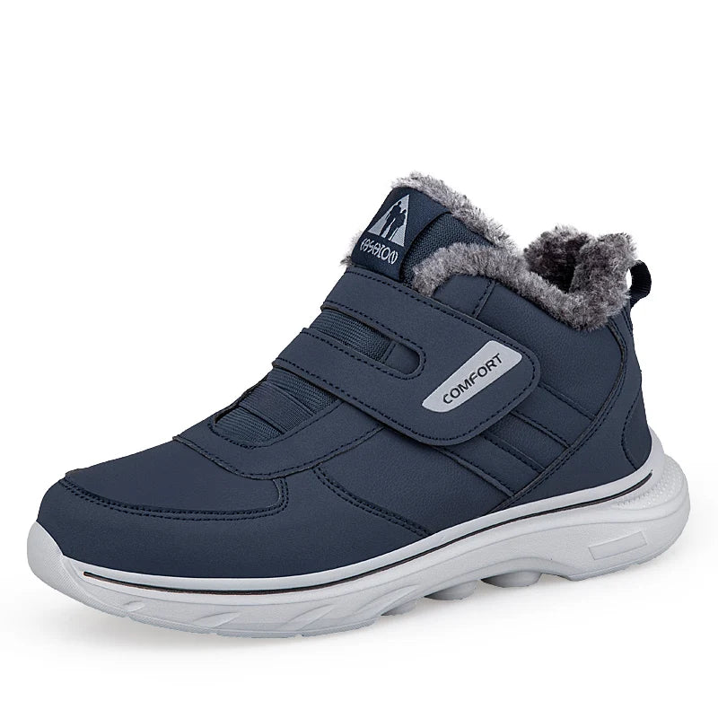 Nuevas zapatillas de invierno para hombre, botas de nieve gruesas y cálidas de felpa, botines ligeros para hombre, botas de algodón para exteriores hechas a mano para hombre.