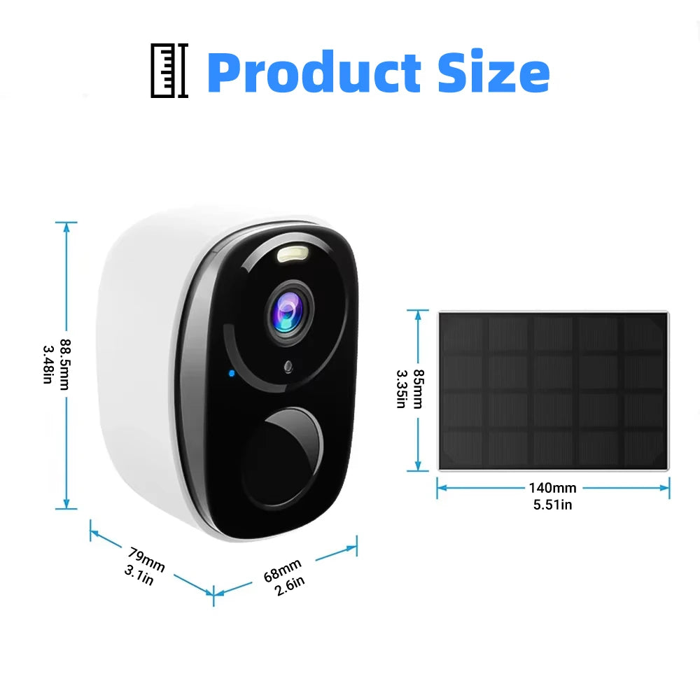 Cámara de seguridad solar inalámbrica para exteriores 2K 5MP con visión nocturna a color, funciona con batería, compatible con WiFi 2.4G, PIR, resistente al agua, comunicación bidireccional con Alexa