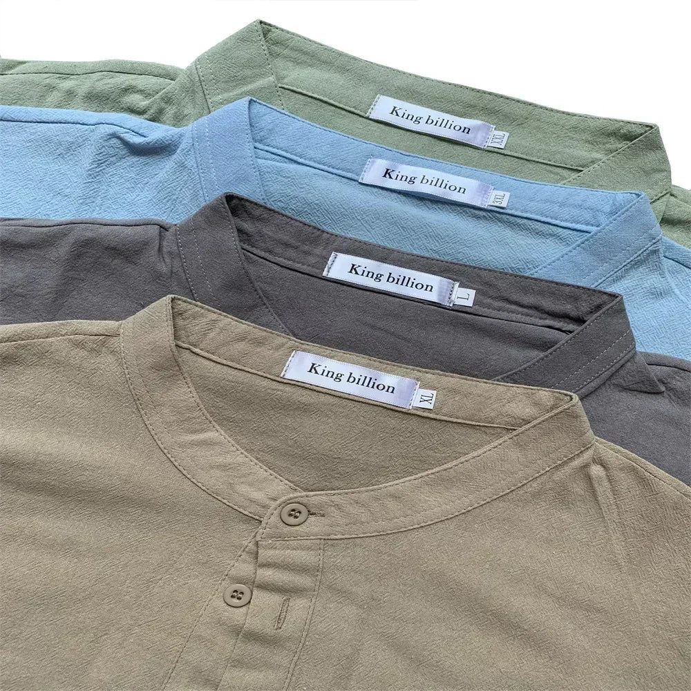 Camisa de lino 100 % algodón de manga larga con bordado de alta calidad para hombre, nueva camiseta informal holgada de negocios para otoño