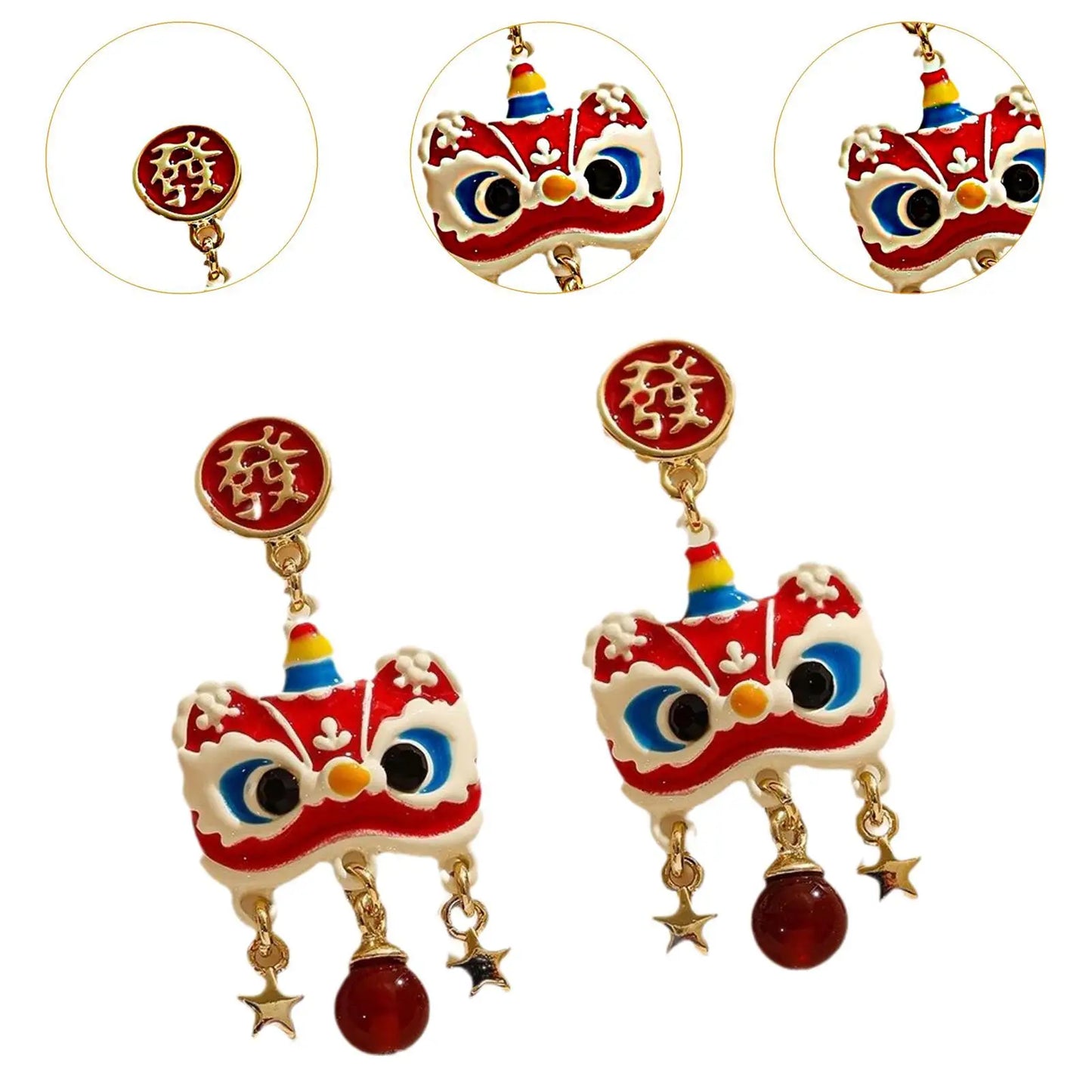 Pendientes colgantes de Año Nuevo chino, accesorios de joyería para las fiestas.