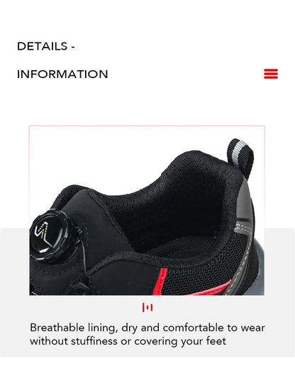 Zapatillas ligeras y transpirables con punta de acero para hombre, calzado de seguridad con protección antigolpes y antiperforación, con botones giratorios.