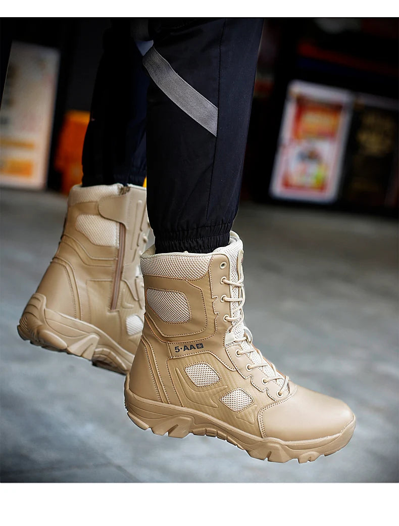 Botas tácticas para hombre, nuevas, de invierno, para combate, hasta el tobillo, antideslizantes, para trabajo, seguridad, botas militares, impermeables, para motocicleta.