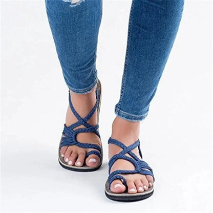 Sandalias planas con tiras para el dedo del pie y suela de goma para mujer, zapatos unisex de verano, gran oferta de temporada