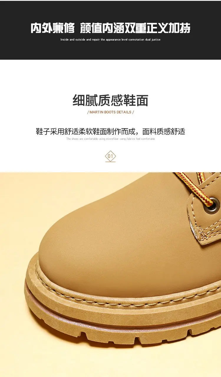 Botas altas de piel para hombre, zapatos de moda para motociclista, botines de invierno con cordones, botas vaqueras.