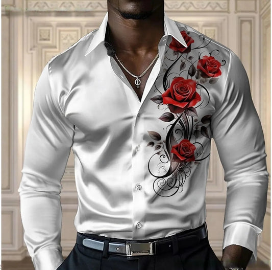 Camisa rosa de alta gama para hombre, camisa informal y cómoda de manga larga con botones, camisa moderna para las cuatro estaciones, diseño de tallas grandes