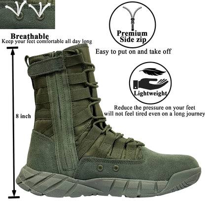 Botas tácticas de combate LAHORS de piel de ante ligera para hombre, ideales para senderismo al aire libre, estilo militar del desierto, transpirables, hasta el tobillo, fabricadas en material sintético.